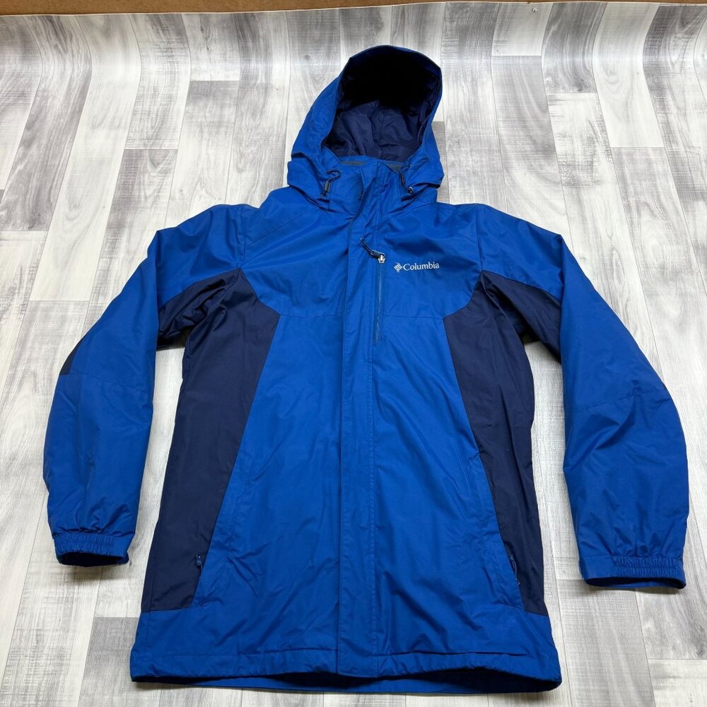 ✅ Mens SMALL Columbia Interchange 3-in-1 Waterproof Jacket/Coat Hooded Blue/Navy